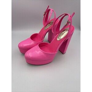 Express Womens 8 Platform Chunk Heels Shiny Hot Pink Stripper Pleaser Patent